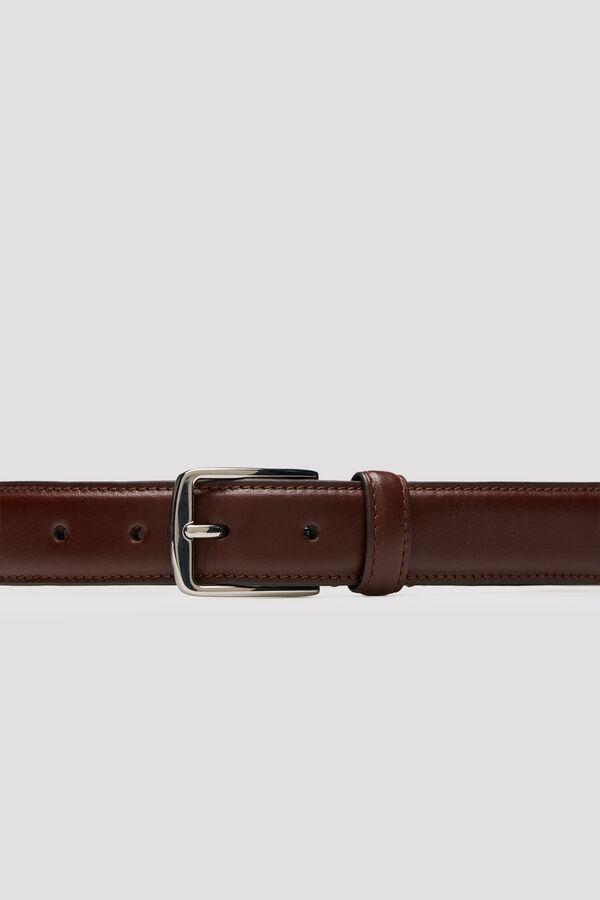 Cortefiel Plain leather dress belt Brown