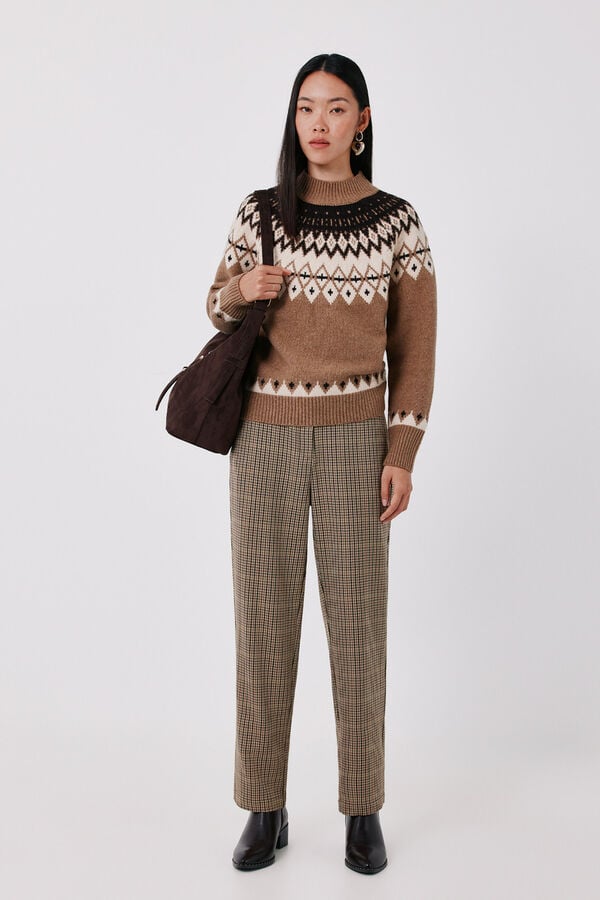 Cortefiel Women's tailored trousers Printed white