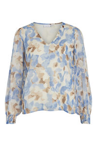 Cortefiel Semi-sheer blouse with long sleeves Blue