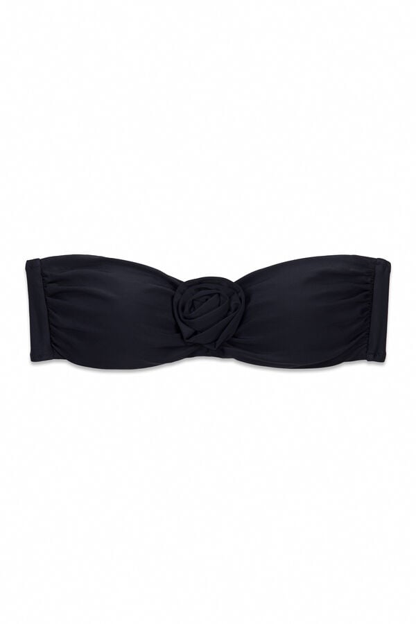 Cortefiel Floral bandeau bikini top Black