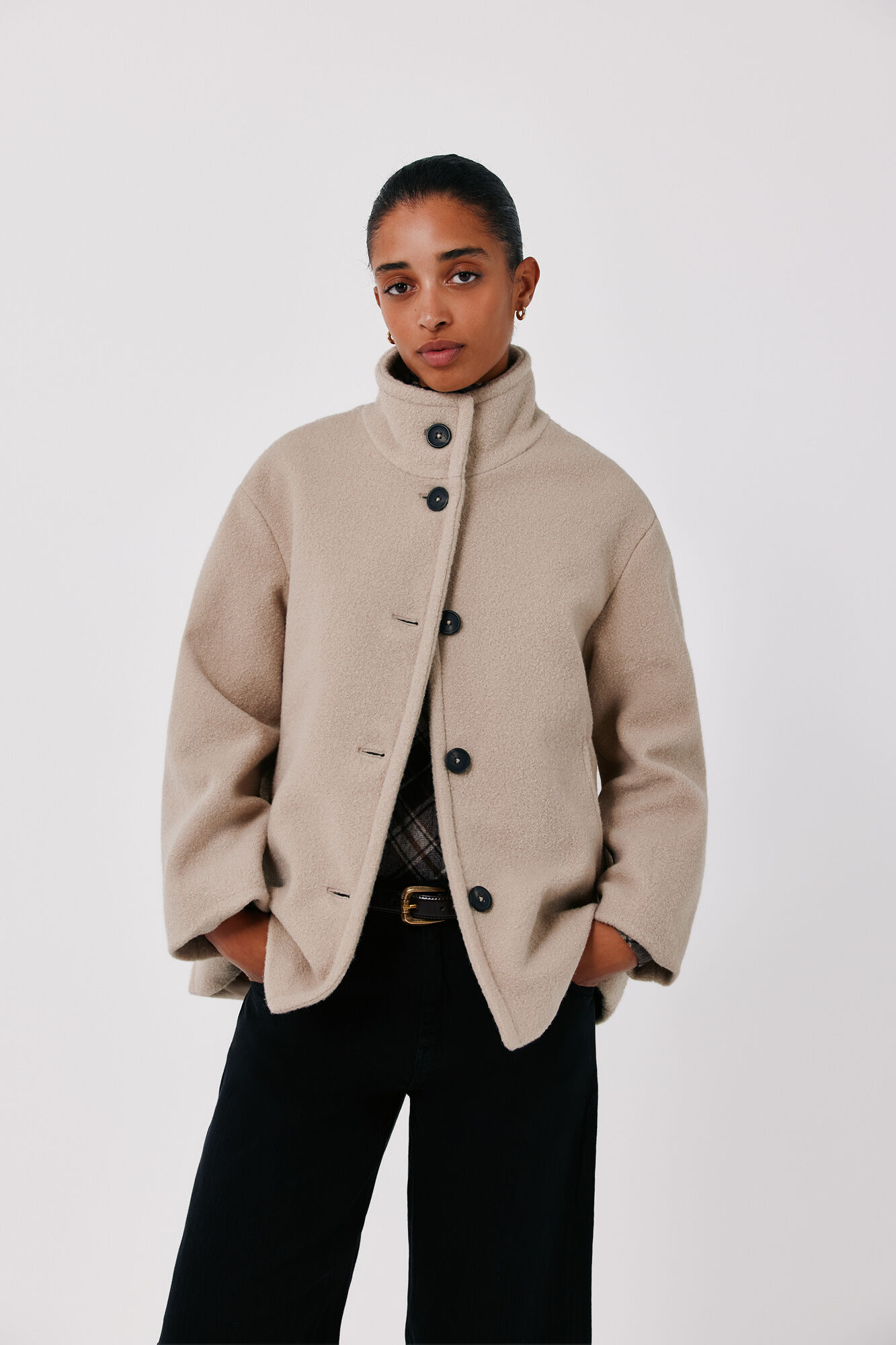 Cortefiel Short funnel neck coat