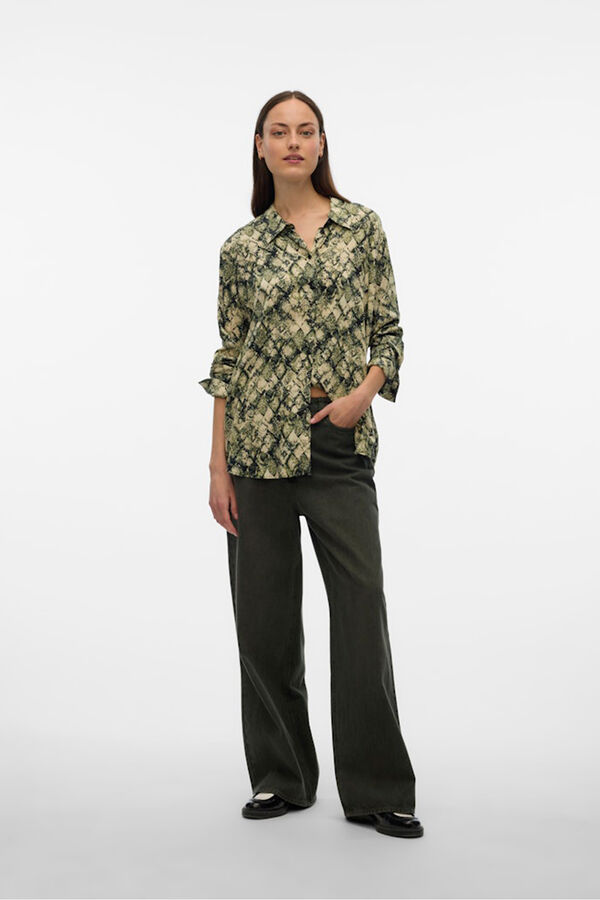 Vero Moda Camisa estampada de manga comprida Castanho