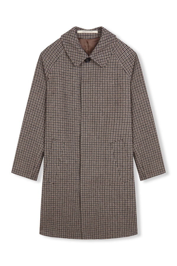 OOTO Sobretudo xadrez inglês Tostado