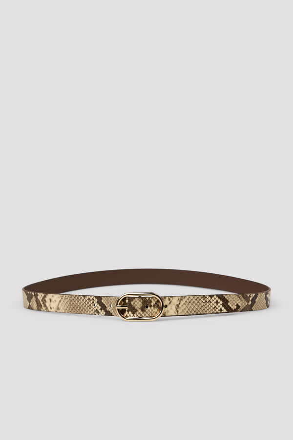 Cortefiel Animal print basic belt Printed beige