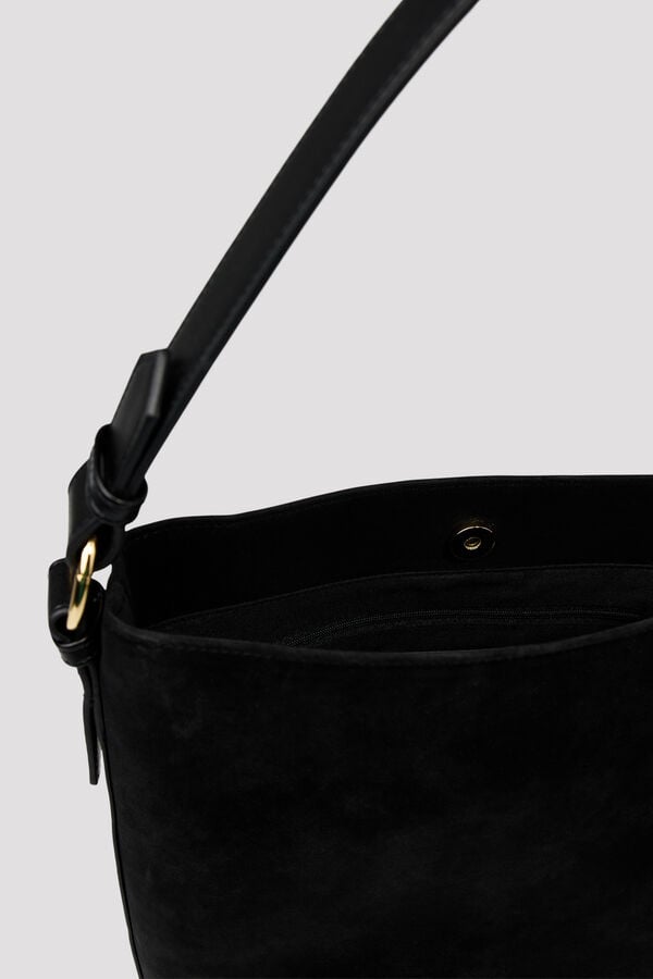 Cortefiel Bucket shoulder bag Black