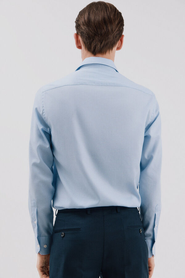 Cortefiel Easy iron houndstooth dress shirt Blue