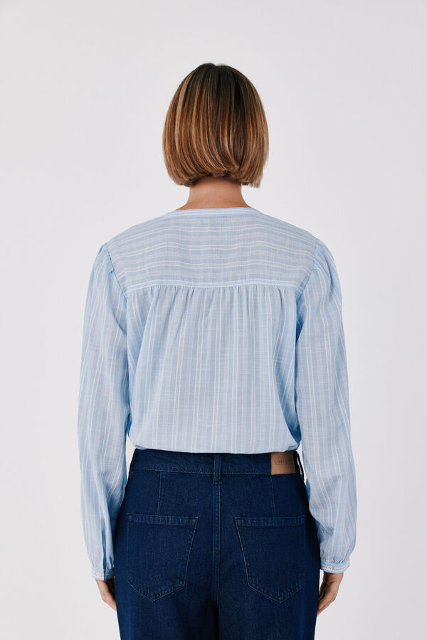 Cortefiel Striped openwork blouse Printed blue