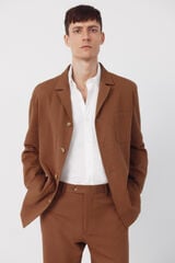 Cortefiel Linen blend blazer Nude