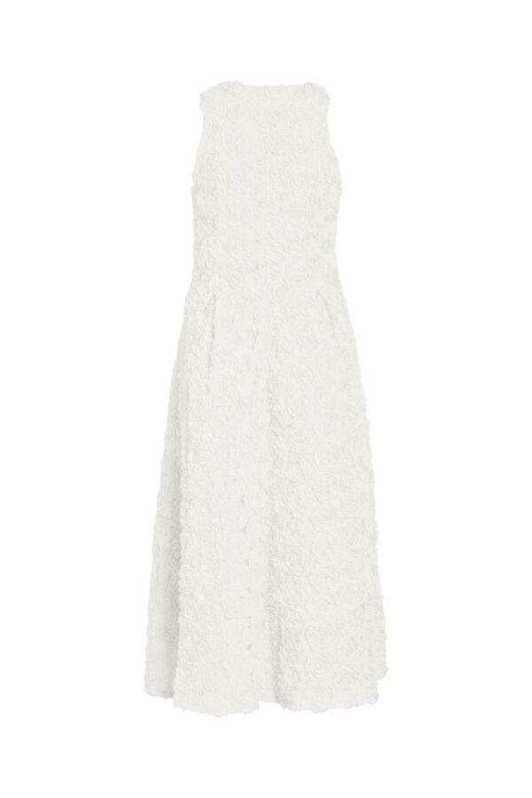 Vila Vestido midi com flores em tecido Branco