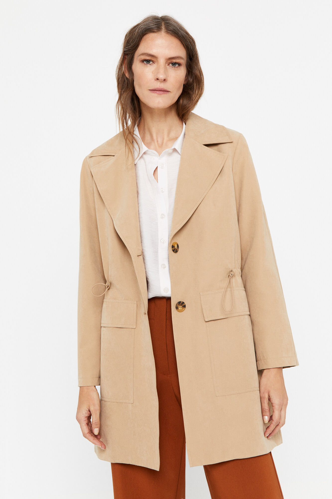 Ladies beige trench coat online