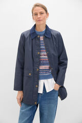 Cortefiel Long waxed coat Navy