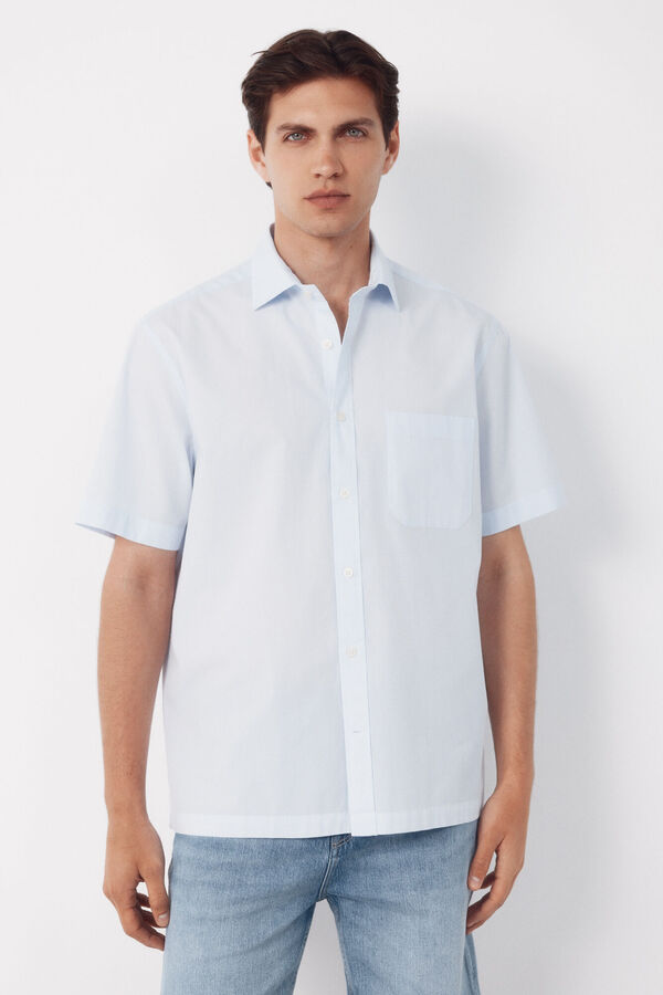 Cortefiel Gingham short sleeve shirt Blue