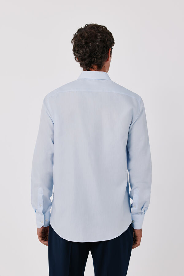 Cortefiel Striped cotton Tencel dress shirt Blue