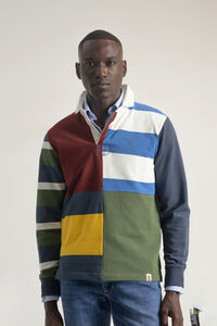 PuroEGO Camisa polo patchwork azul tinta