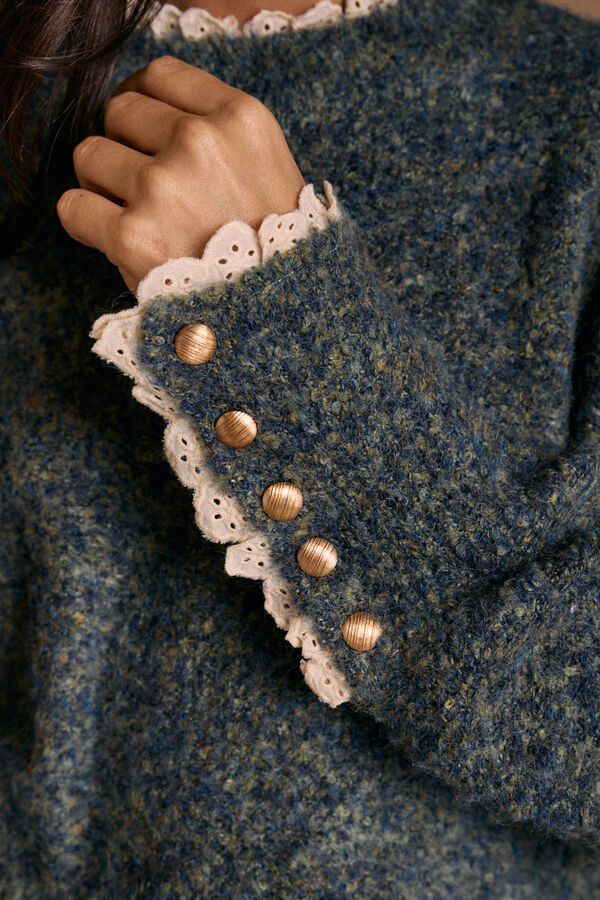 Pol&iacute;n Et Moi Su&eacute;ter de malha grossa Azul