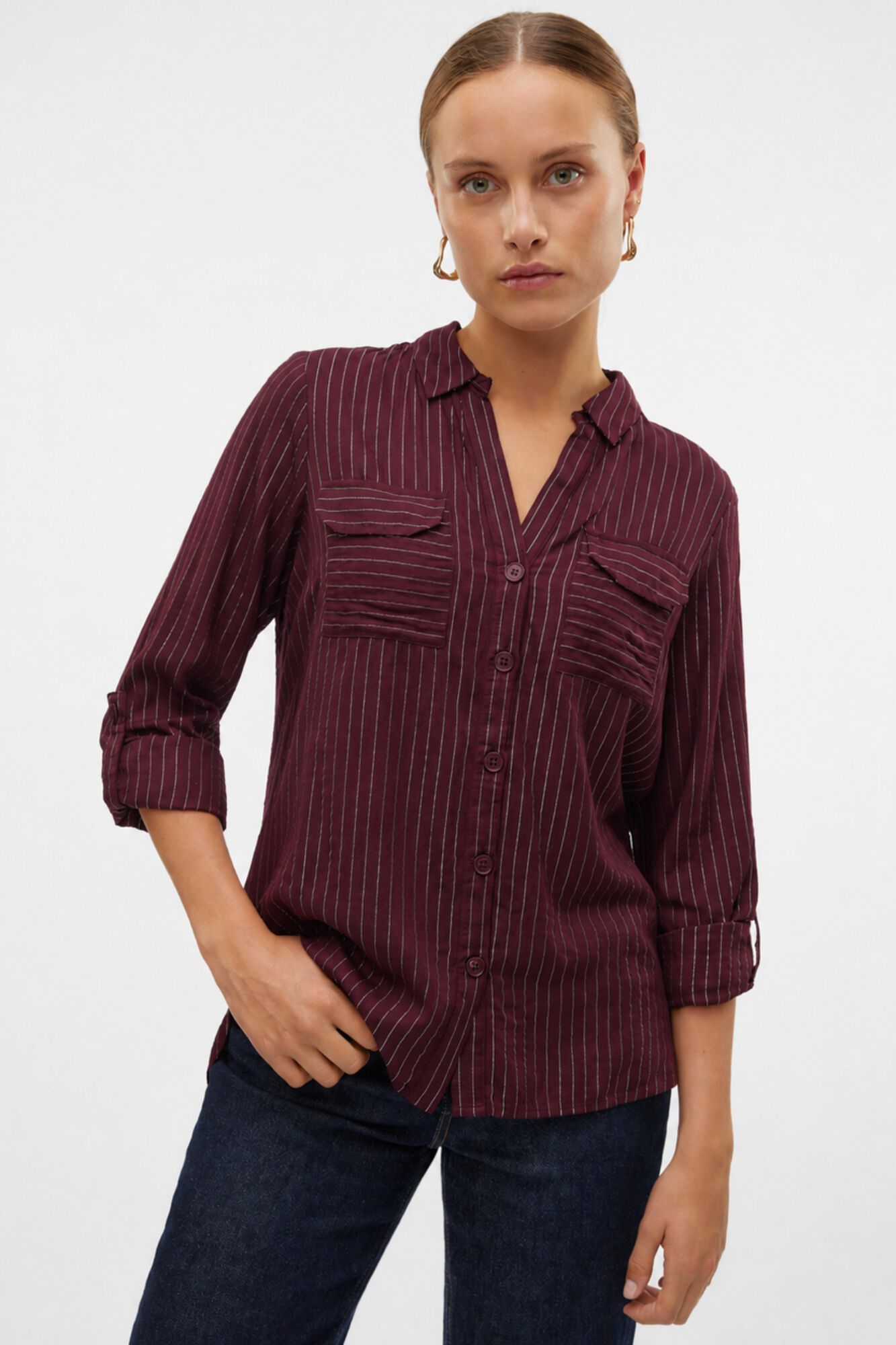Vero Moda Camisa fluida con rayas metalizadas