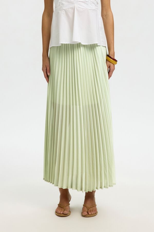 Selected Pleated long skirt Green