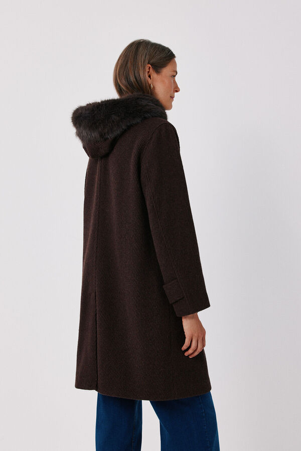Cortefiel Long duffle coat Dark brown