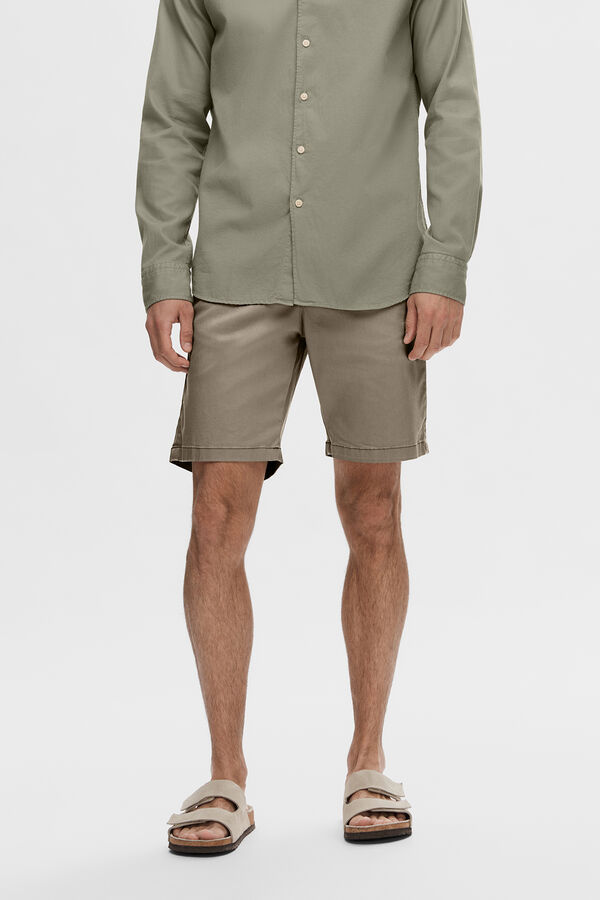 Selected Bermuda estilo calças chino slim fit Cinzento