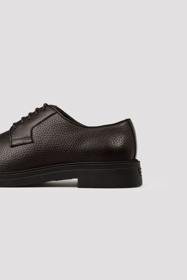Cortefiel Leather lace-up shoes Dark brown