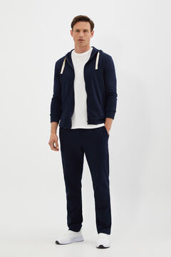 Cortefiel Long jersey-knit trousers Navy