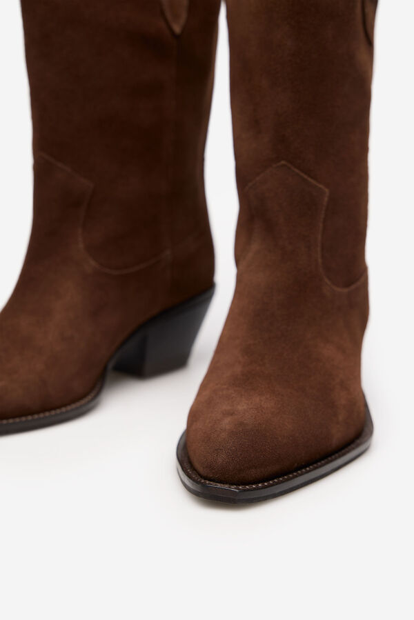 Cortefiel Bota cowboy serraje Marrón oscuro