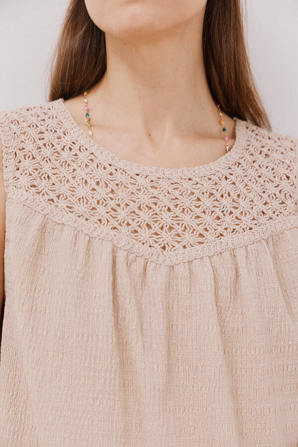 Cortefiel Crochet combined top Ivory