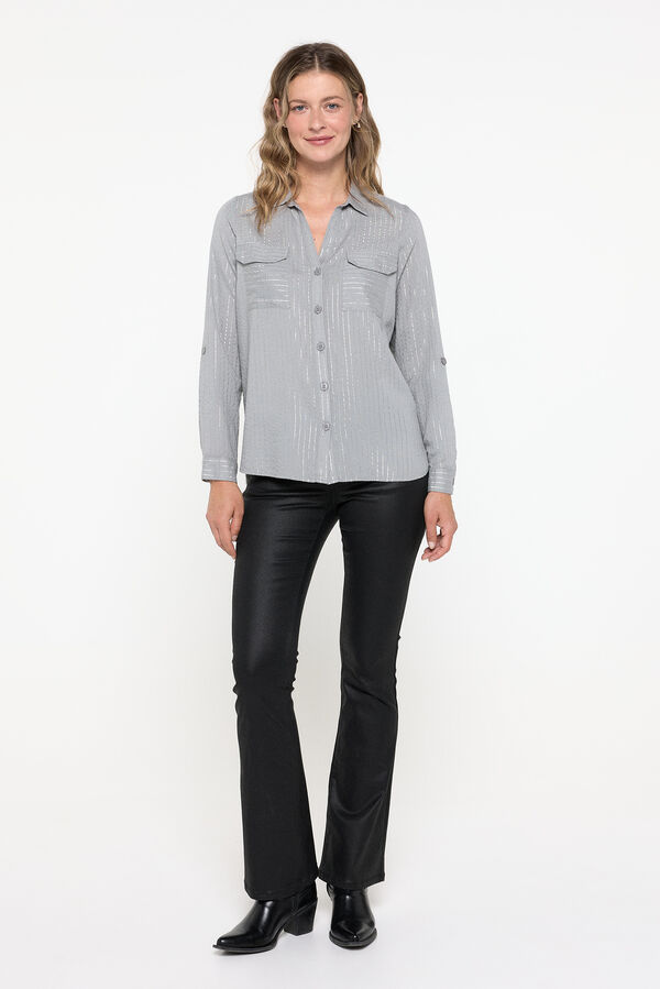 Vero Moda Camisa de manga larga con bolsillos Gris