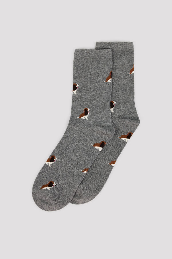 Cortefiel Dog long socks Grey