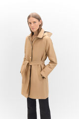 Cortefiel Satin trench coat with detachable hood Beige