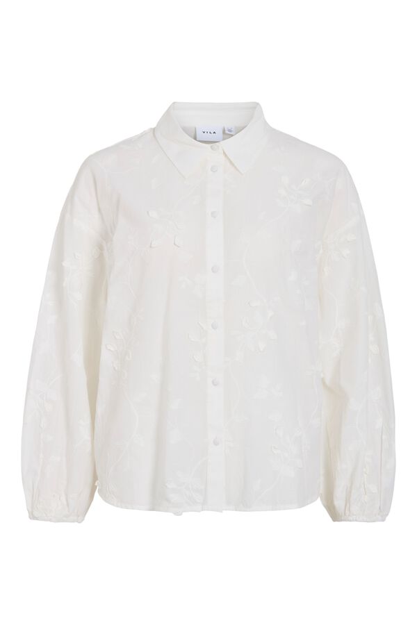 Vila Camisa bordada de manga comprida Branco