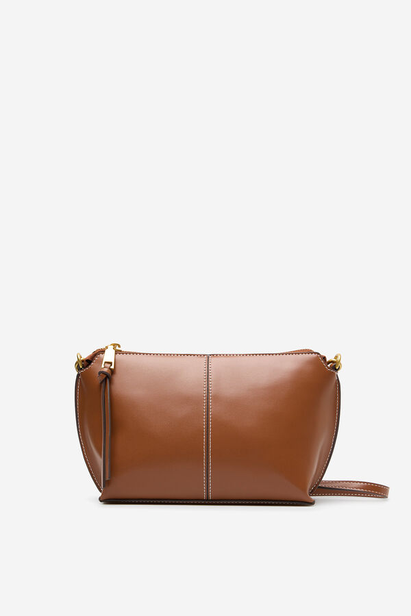 Cortefiel Basic crossbody bag with stitching Brown
