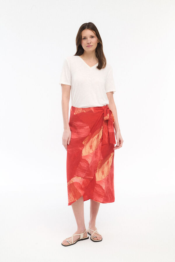 Vila Falda midi pareo con viscosa Coral