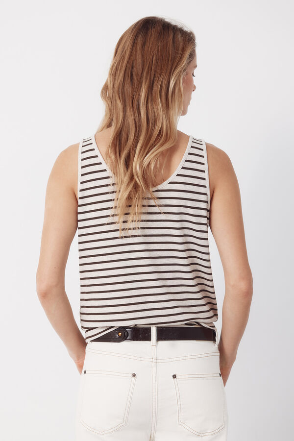 Cortefiel Straps tank top Printed brown