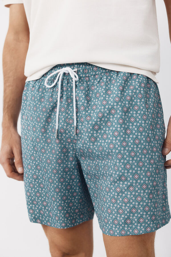 Cortefiel Geometric print swimwear Green