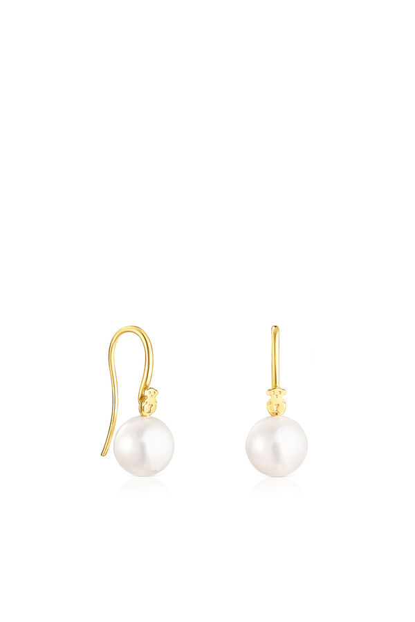Cortefiel Silver vermeil and pearl earrings Yellow