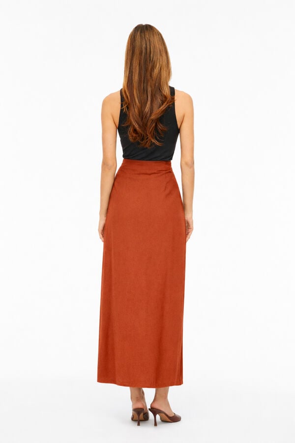 Vila Saia midi cruzada de linho Vermelho