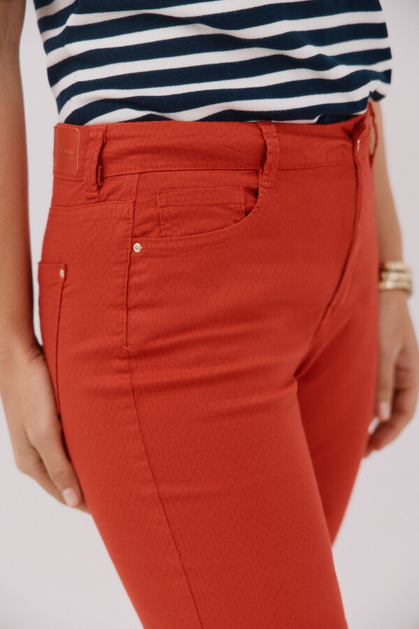 Cortefiel Sensational Slim Jacquard Jeans Red