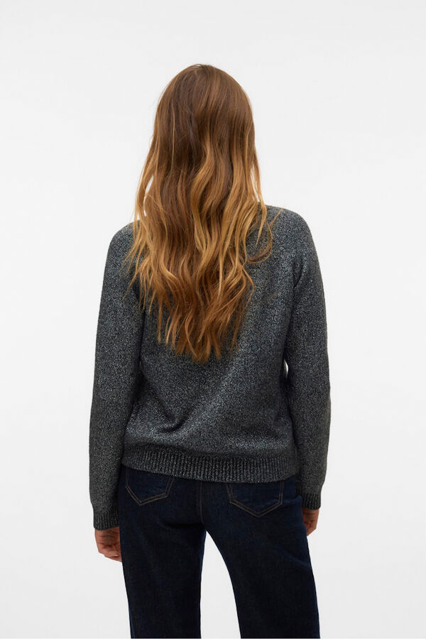 Vero Moda Camisola feminino de malha com lurex Cinzento
