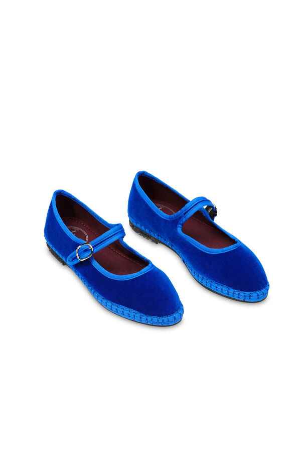 Flabelus Veludo Mary Janes Azul