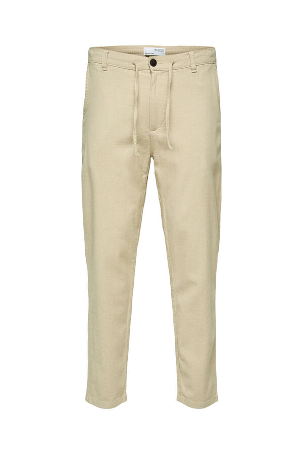 Cortefiel Organic cotton and linen chinos  Brown
