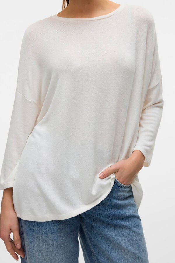 Vero Moda Camisola manga 3/4 em malha Ecru