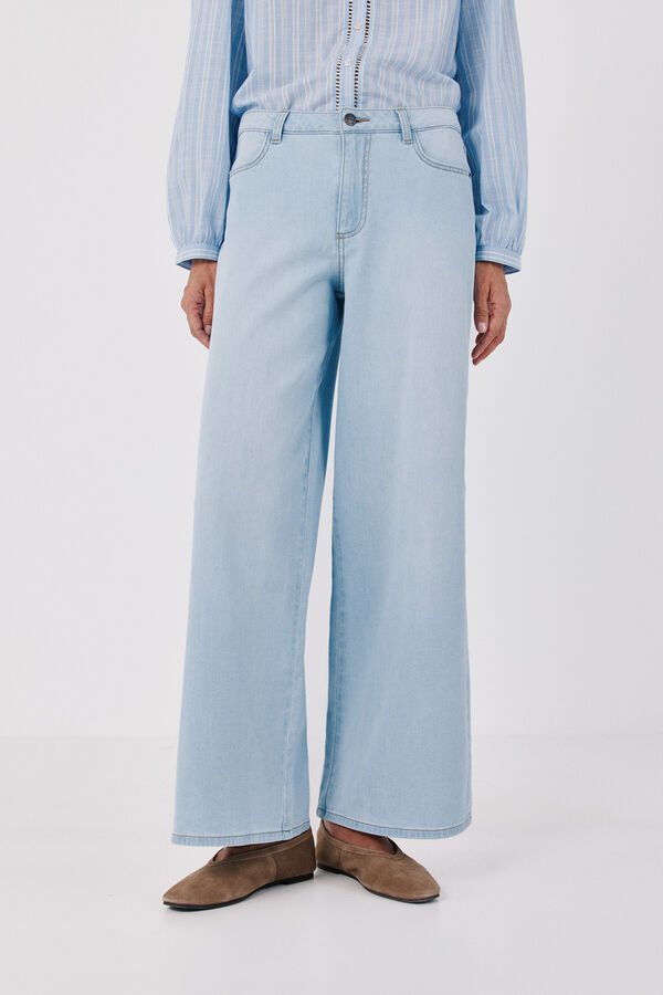 Cortefiel Long palazzo jeans Navy