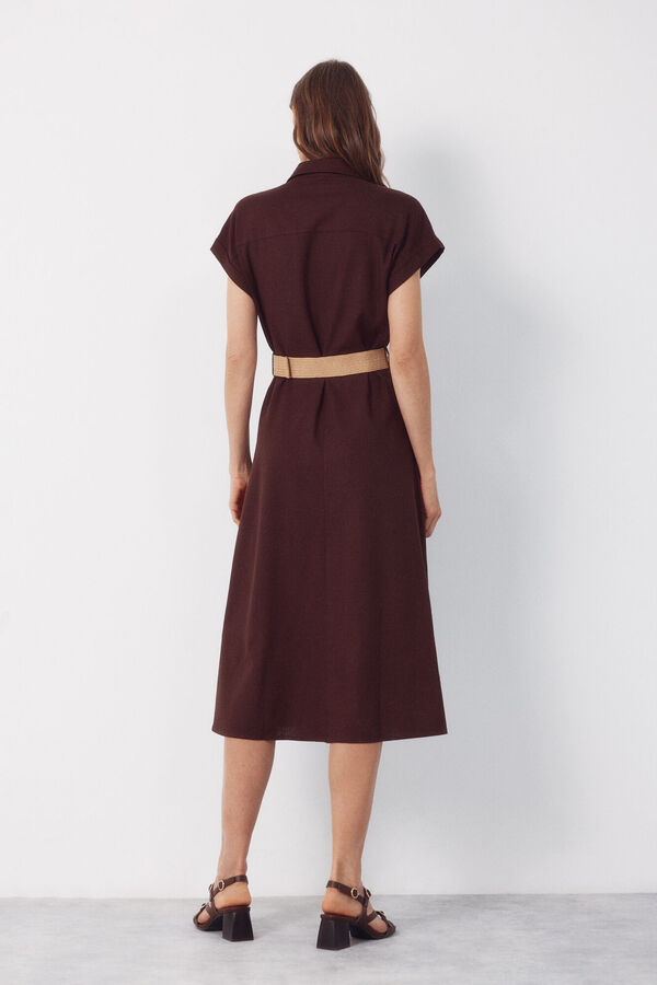 Cortefiel Linen dress Dark brown