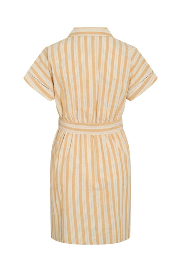 Vila Vestido curto camiseiro em algod&atilde;o e linho Impress&atilde;o