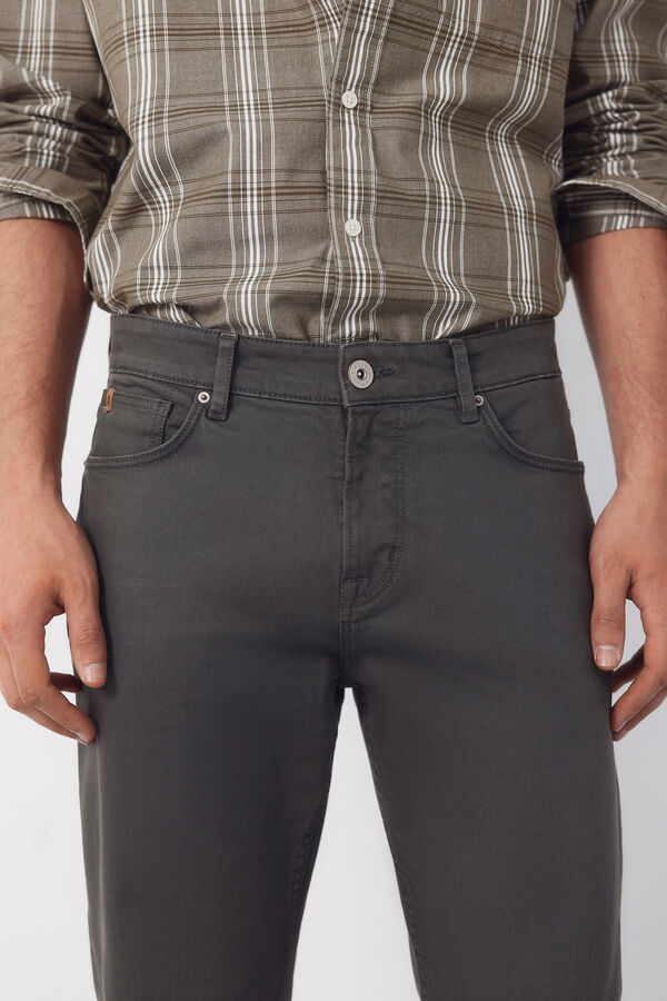 Cortefiel 5-pocket regular fit coloured trousers Kaki