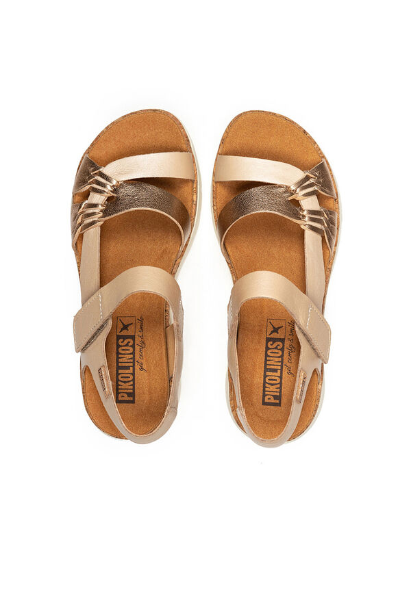 Pikolinos Sand&aacute;lias com fecho aderente para mulher Dourado