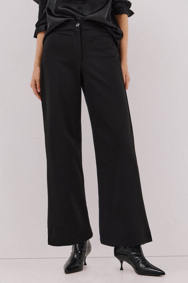 Cortefiel Pantalón punto roma espiga Black