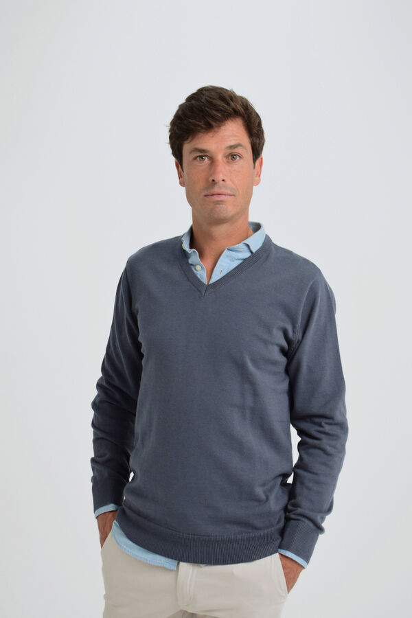 Cloking Camisola com gola em bico Azul