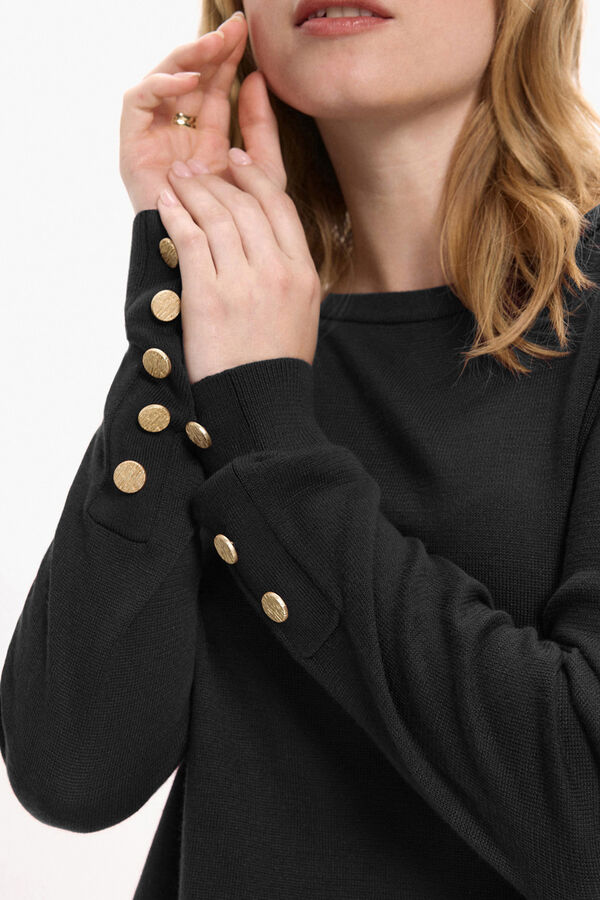 Vila Camisola de viscose com botões nos punhos Preto